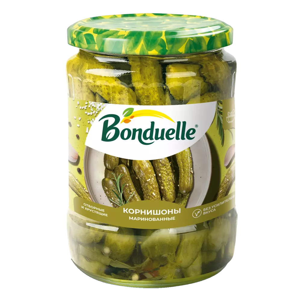 Огурцы маринованные Bonduelle, корнишоны, 550 г