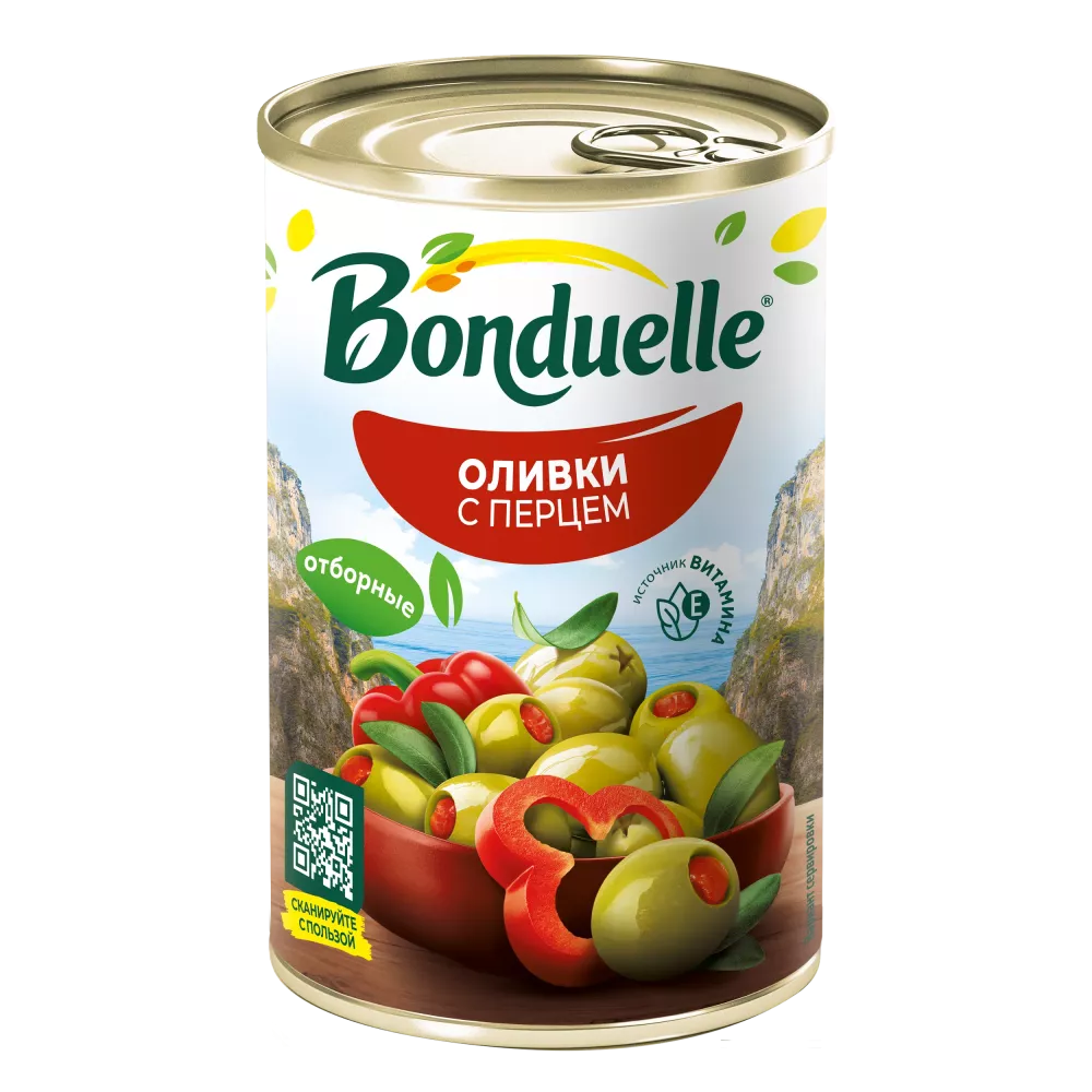 Зайтуни бедонаи Bonduelle, бо қаламфури ширин, 300 г