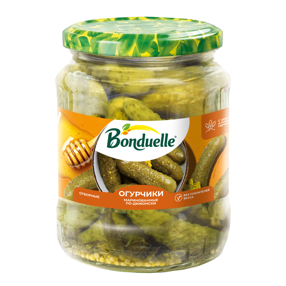 Огурцы маринованные Bonduelle, по-дижонски, 680 г