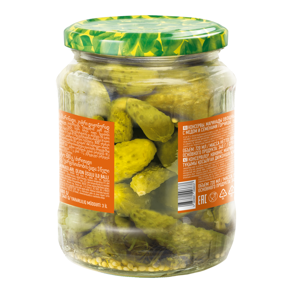 Огурцы маринованные Bonduelle, по-дижонски, 680 г