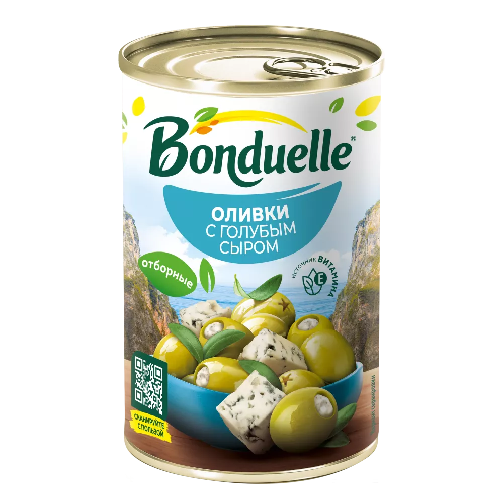 Оливки без косточки Bonduelle, с голубым сыром, 300 г