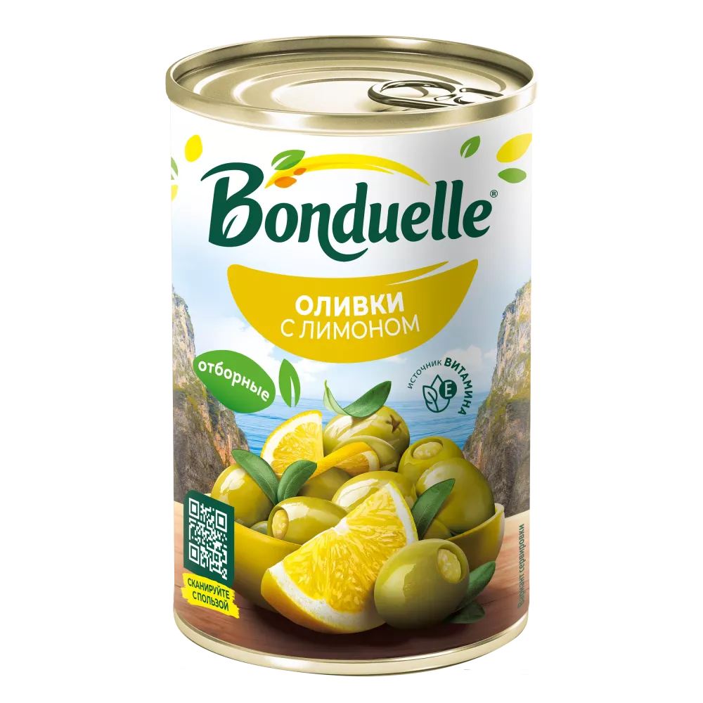 Оливки без косточки Bonduelle, с лимоном, 300 г