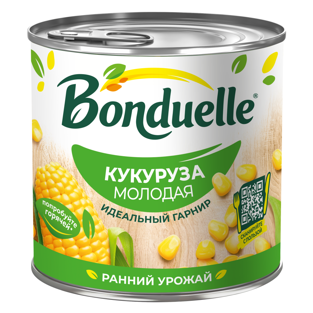 Ҷуворимаккаи консервшудаи Bonduelle, ҷавон, 340 г