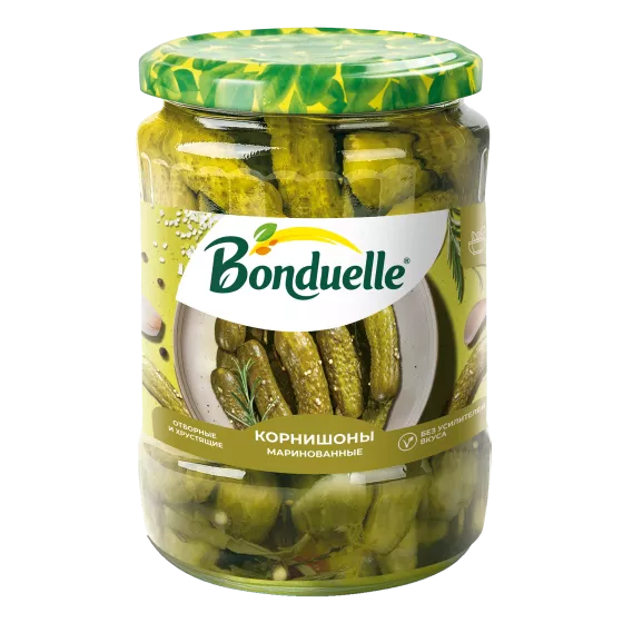 Огурцы маринованные Bonduelle, корнишоны, 550 г