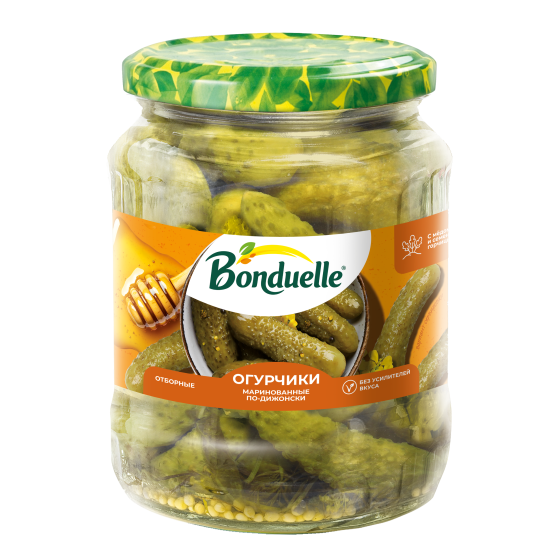 Огурцы маринованные Bonduelle, по-дижонски, 680 г