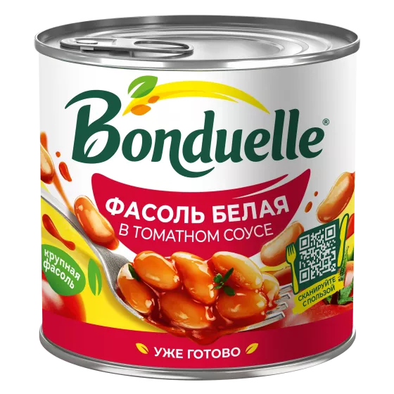 Фасоль консервированная Bonduelle, белая в томатном соусе, 400 г