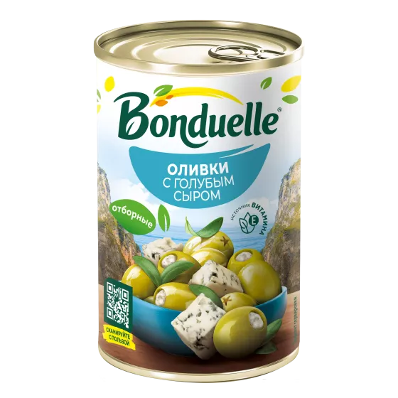 Оливки без косточки Bonduelle, с голубым сыром, 300 г