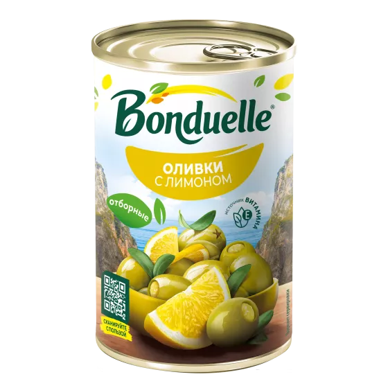Оливки без косточки Bonduelle, с лимоном, 300 г