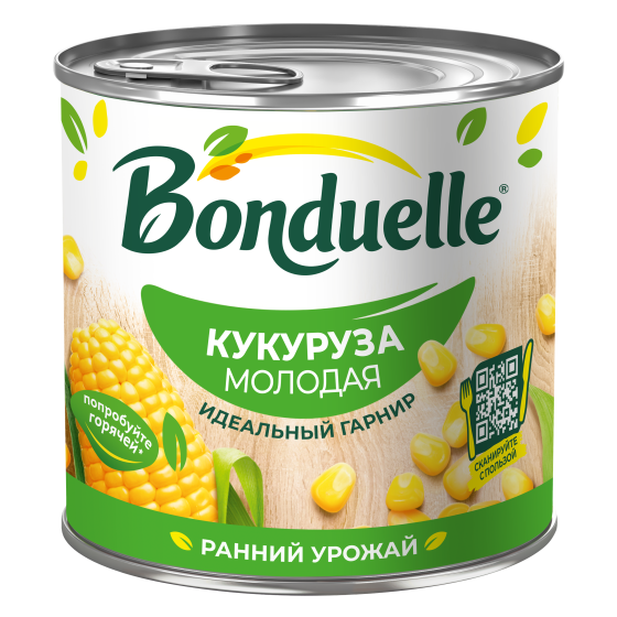 Ҷуворимаккаи консервшудаи Bonduelle, ҷавон, 340 г